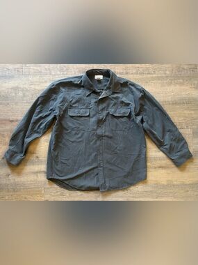 Knightsbridge mens size 3X khaki gray faux suede long sleeve button down shirt